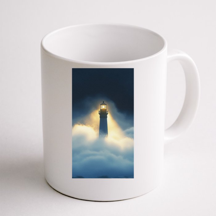 Nautical Lighthouse Beam Ocean Maritime Fog Front & Back Coffee Mug