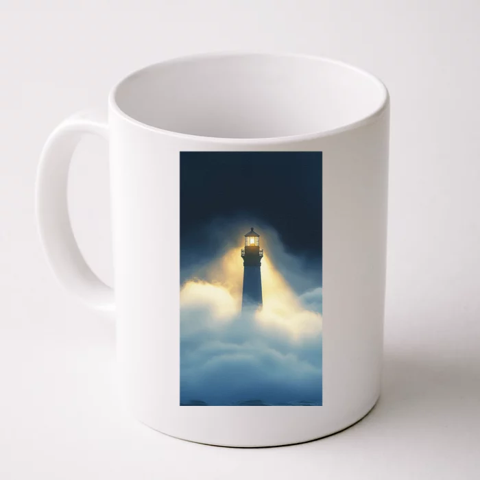 Nautical Lighthouse Beam Ocean Maritime Fog Front & Back Coffee Mug