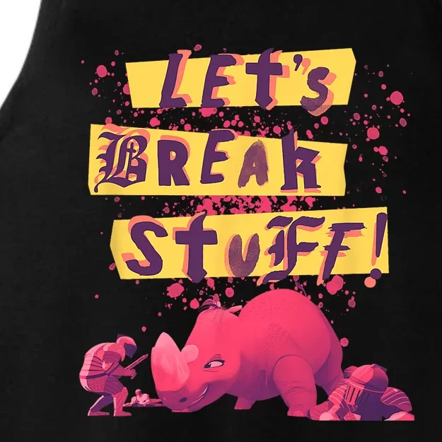 Nimona Lets Break Stuff Rhinoceros Rock Splatter Ladies Tri-Blend Wicking Tank