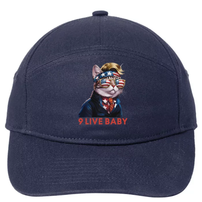 Nine Lives Baby Cat In Suite With Trump Hair American Flag 7-Panel Snapback Hat