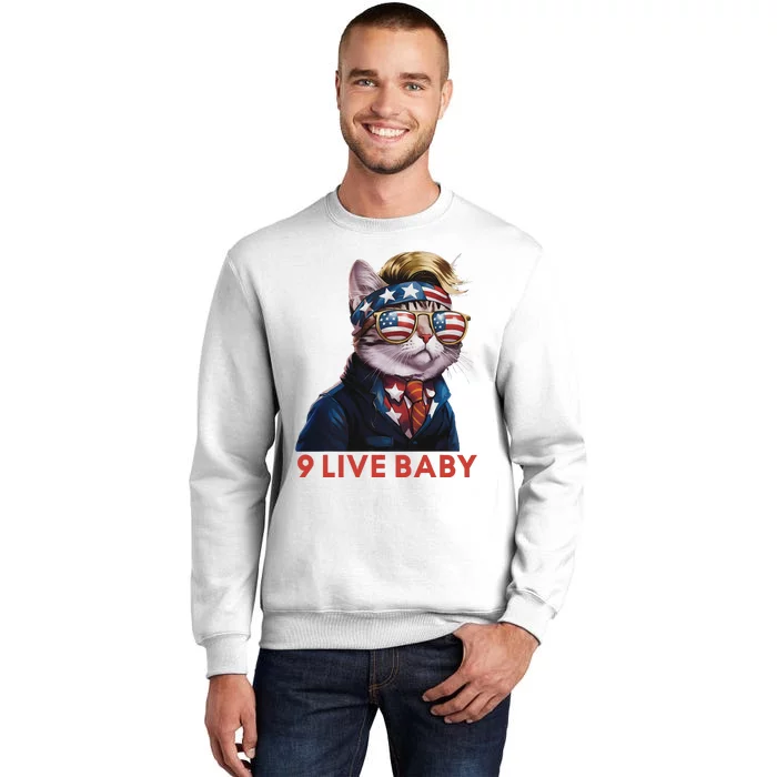 Nine Lives Baby Cat In Suite With Trump Hair American Flag Sweatshirt