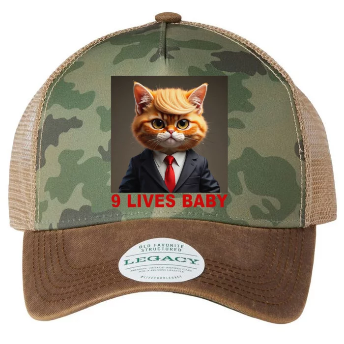 Nine Lives Baby Cat In Suite With Trump Hair Funny Legacy Tie Dye Trucker Hat