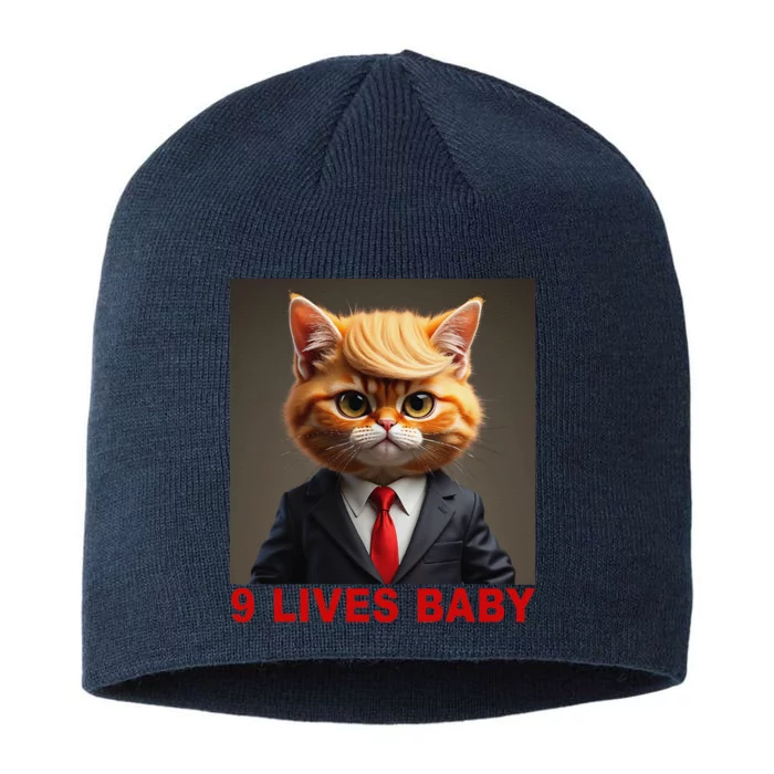 Nine Lives Baby Cat In Suite With Trump Hair Funny 8 1/2in Sustainable Knit Beanie