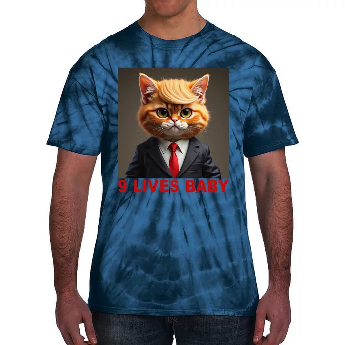 Nine Lives Baby Cat In Suite With Trump Hair Funny Tie-Dye T-Shirt