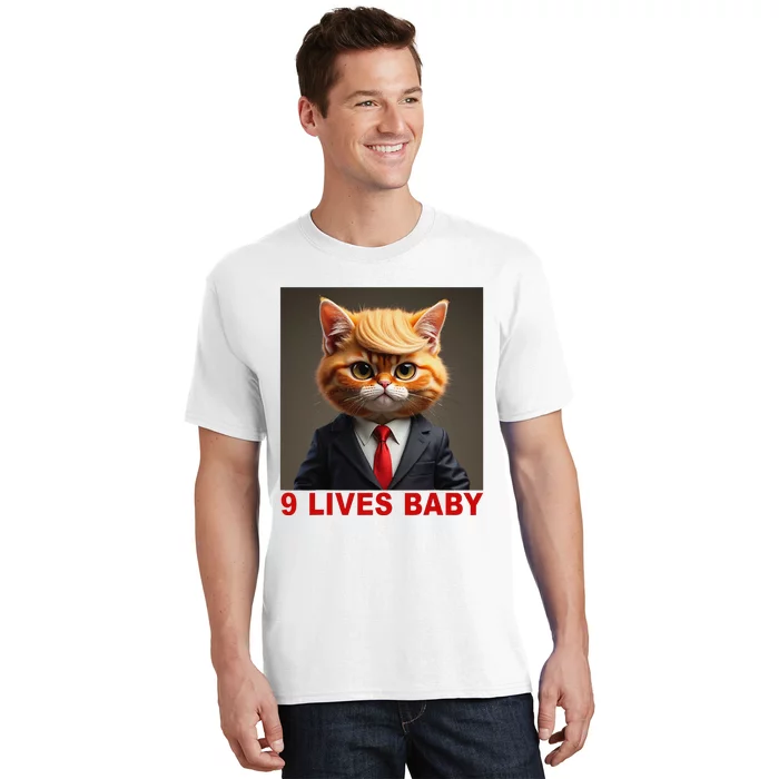 Nine Lives Baby Cat In Suite With Trump Hair Funny T-Shirt