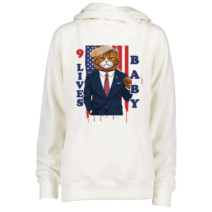 Nine Lives Baby Cat In Suite With Trump Hair Womens Funnel Neck Pullover Hood