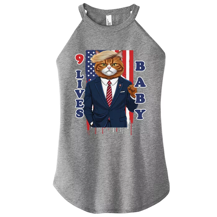 Nine Lives Baby Cat In Suite With Trump Hair Women’s Perfect Tri Rocker Tank