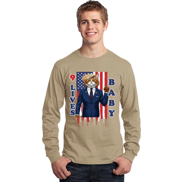 Nine Lives Baby Cat In Suite With Trump Hair Long Sleeve Shirt