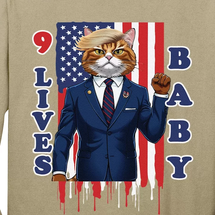 Nine Lives Baby Cat In Suite With Trump Hair Long Sleeve Shirt