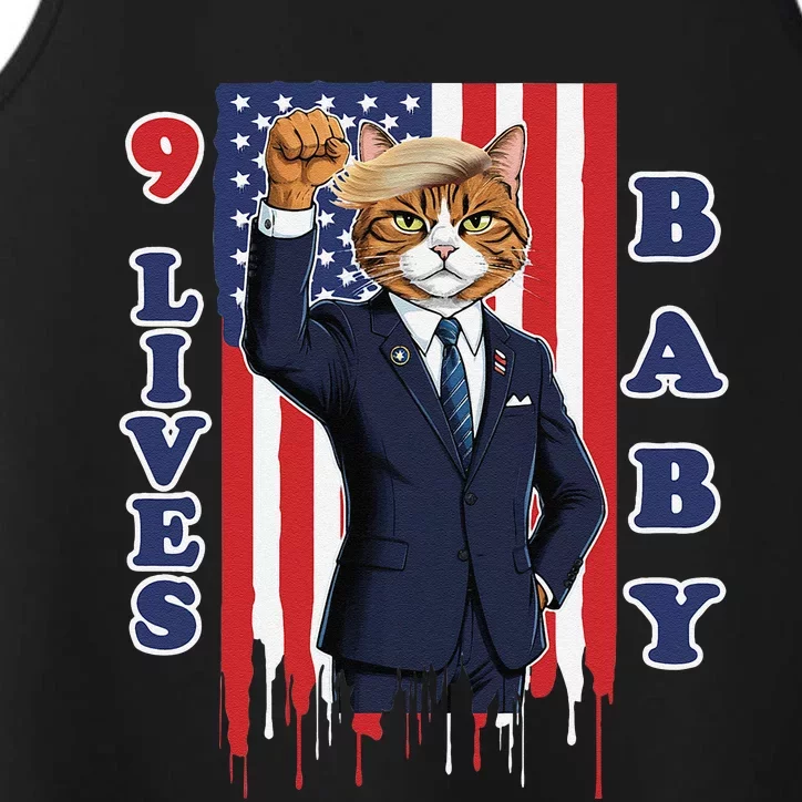 Nine Lives Baby Cat In Suite With Trump Hair Performance Tank