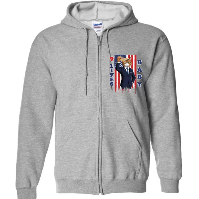 Nine Lives Baby Cat In Suite With Trump Hair Full Zip Hoodie