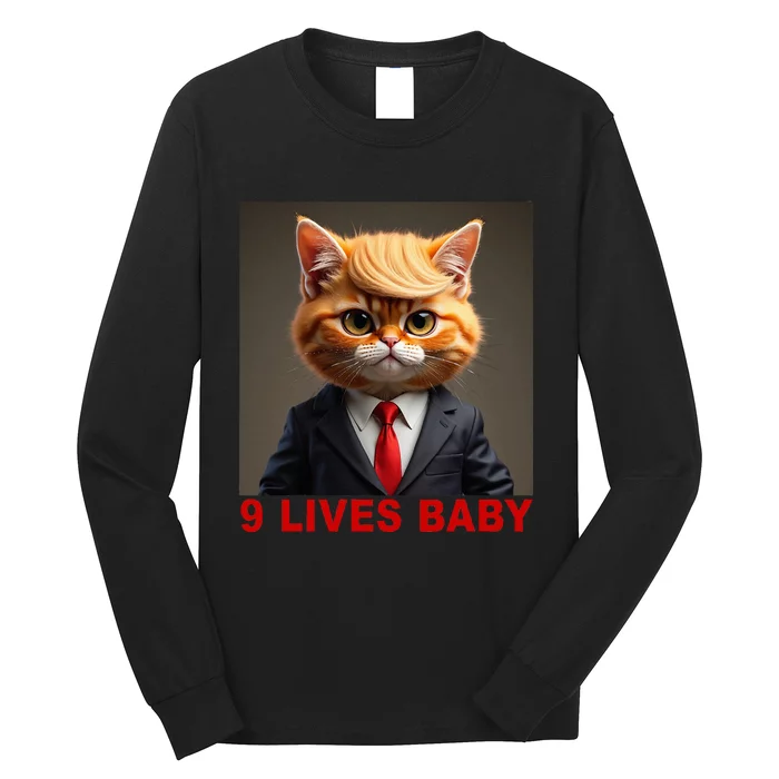 Nine Lives Baby Cat In Suite With Trump Hair Long Sleeve Shirt