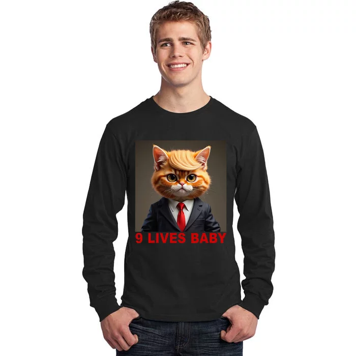 Nine Lives Baby Cat In Suite With Trump Hair Tall Long Sleeve T-Shirt