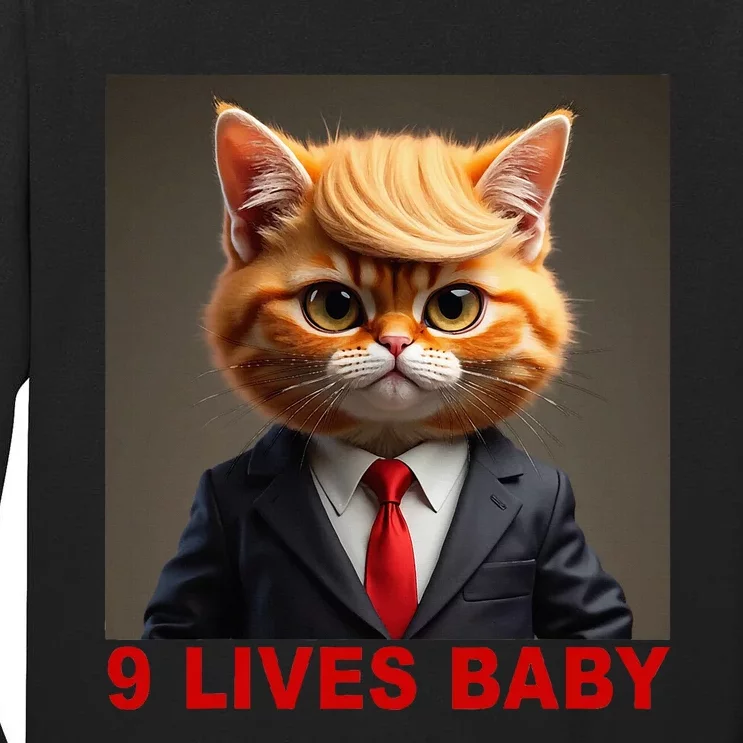 Nine Lives Baby Cat In Suite With Trump Hair Tall Long Sleeve T-Shirt