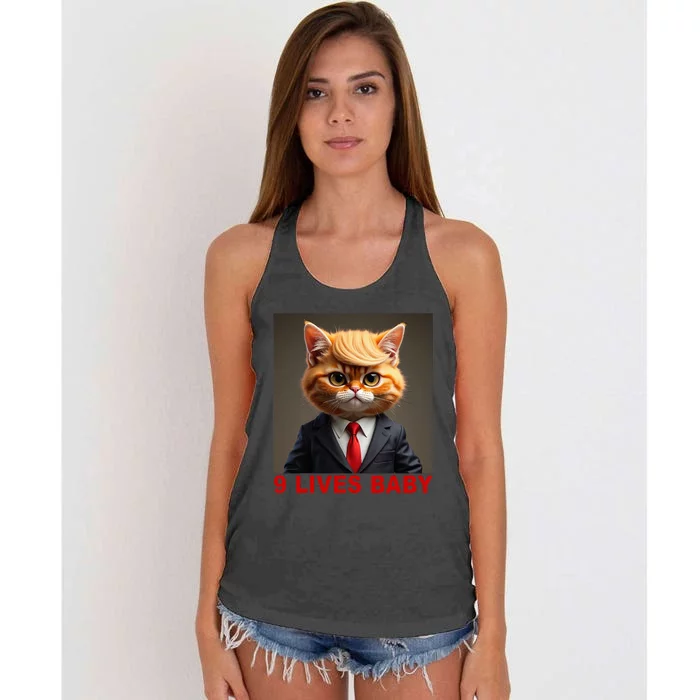 Nine Lives Baby Cat In Suite With Trump Hair Women's Knotted Racerback Tank