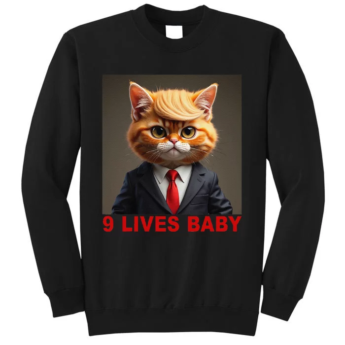 Nine Lives Baby Cat In Suite With Trump Hair Funny Gift Sweatshirt