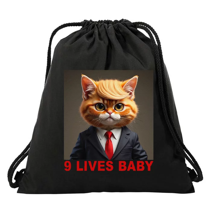 Nine Lives Baby Cat In Suite With Trump Hair Funny Gift Drawstring Bag