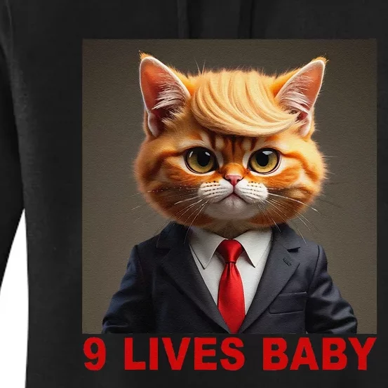 Nine Lives Baby Cat In Suite With Trump Hair Funny Gift Women's Pullover Hoodie