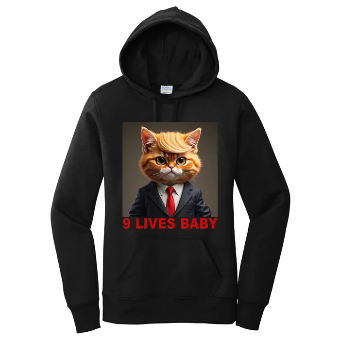 Nine Lives Baby Cat In Suite With Trump Hair Funny Gift Women's Pullover Hoodie