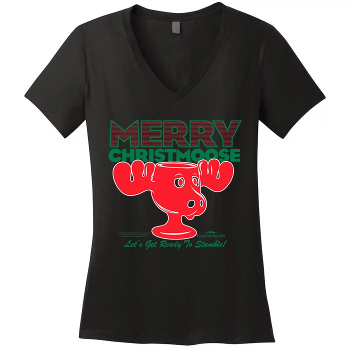 National LampoonS Christmas Vacation Merry Christmoose Women's V-Neck T-Shirt