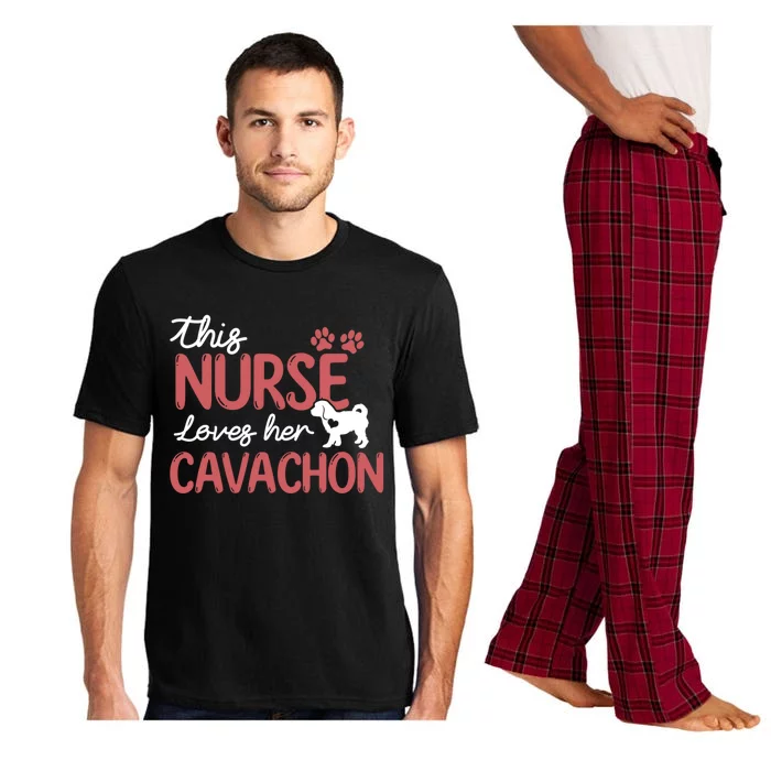 Nurse Loves Cavachon Dog Lovers Funny Gift For Mom Nurse Gift Pajama Set