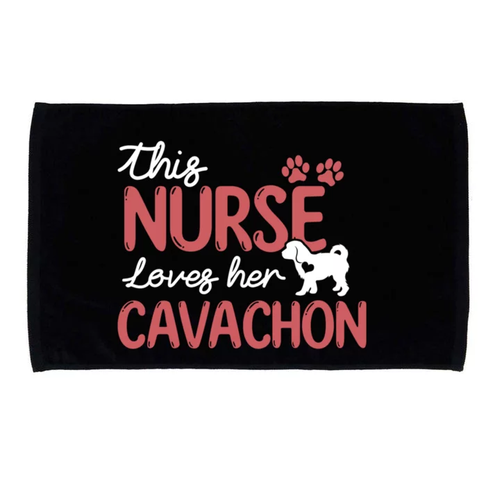 Nurse Loves Cavachon Dog Lovers Funny Gift For Mom Nurse Gift Microfiber Hand Towel