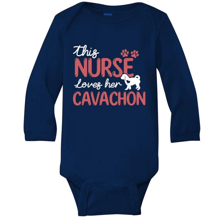 Nurse Loves Cavachon Dog Lovers Funny Gift For Mom Nurse Gift Baby Long Sleeve Bodysuit