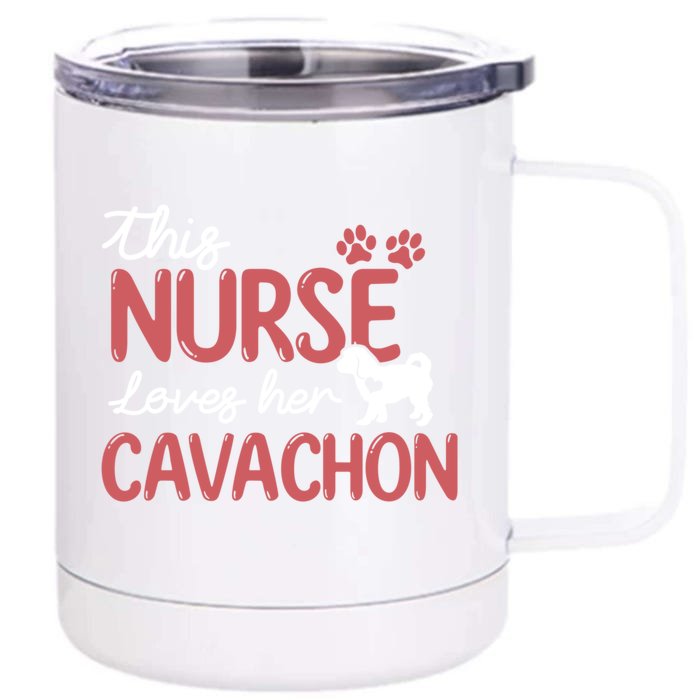 Nurse Loves Cavachon Dog Lovers Funny Gift For Mom Nurse Gift Front & Back 12oz Stainless Steel Tumbler Cup