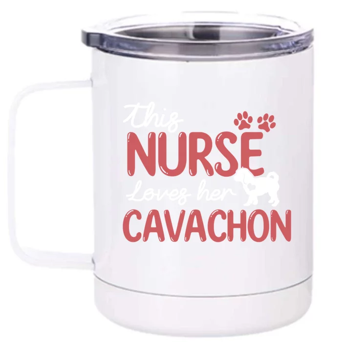 Nurse Loves Cavachon Dog Lovers Funny Gift For Mom Nurse Gift Front & Back 12oz Stainless Steel Tumbler Cup