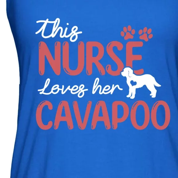 Nurse Loves Cavapoo Dog Pet Lover Funny Gift For Mom Nurse Cool Gift Ladies Essential Flowy Tank