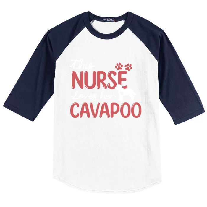 Nurse Loves Cavapoo Dog Pet Lover Funny Gift For Mom Nurse Cool Gift Baseball Sleeve Shirt