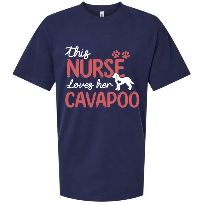 Nurse Loves Cavapoo Dog Pet Lover Funny Gift For Mom Nurse Cool Gift Sueded Cloud Jersey T-Shirt