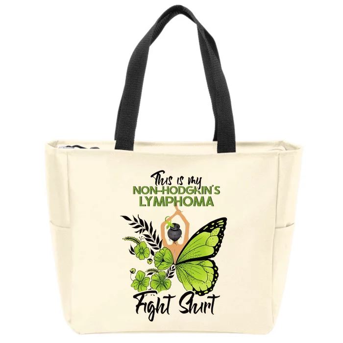 Nonhodgkins Lymphoma Cancer Awareness Green Ribbon Zip Tote Bag