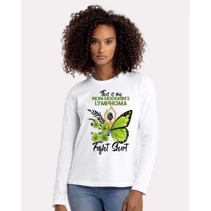 Nonhodgkins Lymphoma Cancer Awareness Green Ribbon Womens Cotton Relaxed Long Sleeve T-Shirt