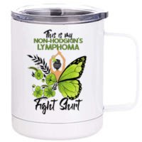 Nonhodgkins Lymphoma Cancer Awareness Green Ribbon 12 oz Stainless Steel Tumbler Cup