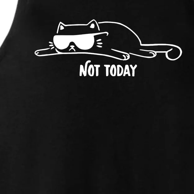 Nope Lazy Cat Not Today Ladies Tri-Blend Wicking Tank