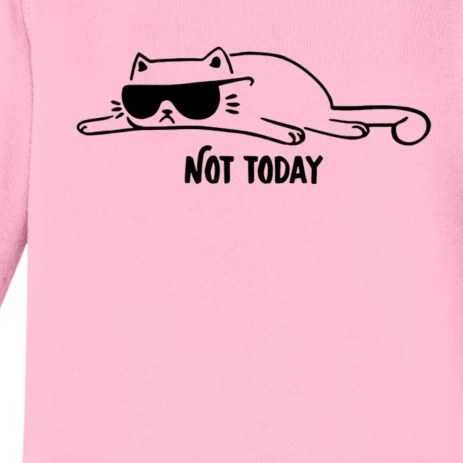 Nope Lazy Cat Not Today Baby Long Sleeve Bodysuit