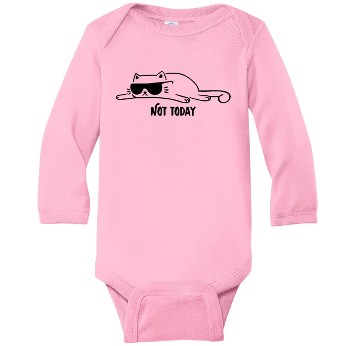 Nope Lazy Cat Not Today Baby Long Sleeve Bodysuit