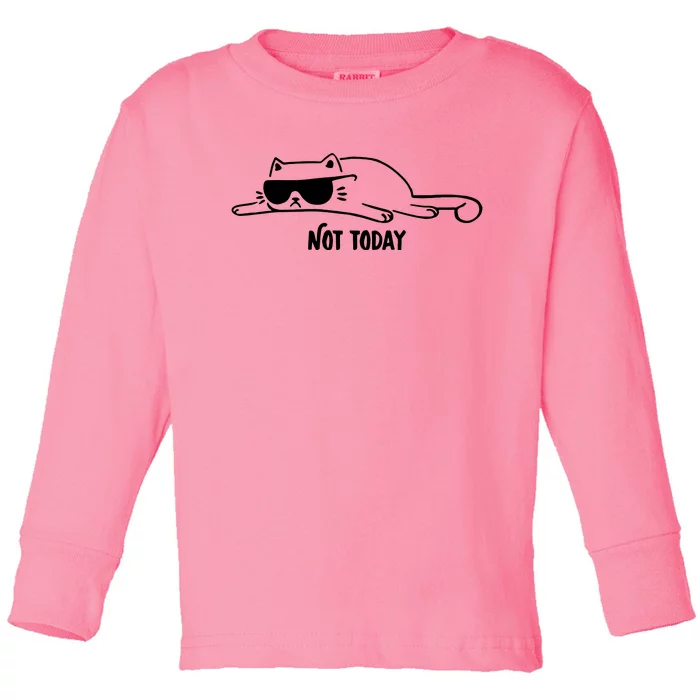 Nope Lazy Cat Not Today Toddler Long Sleeve Shirt