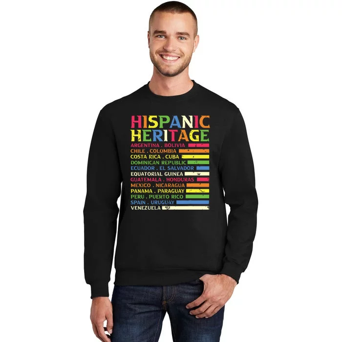 National Latino Countries Flag Hispanic Heritage Month 2024 Tall Sweatshirt