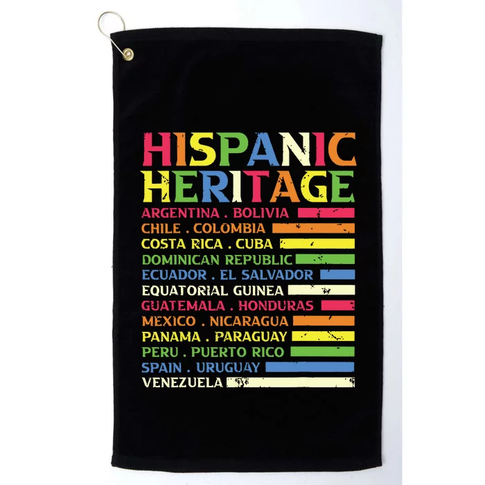 National Latino Countries Flag Hispanic Heritage Month 2024 Platinum Collection Golf Towel