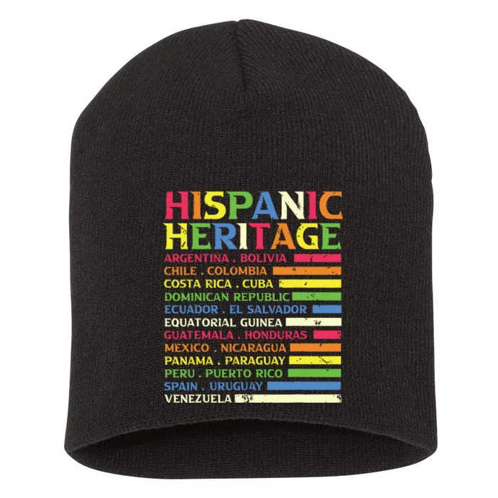 National Latino Countries Flag Hispanic Heritage Month 2024 Short Acrylic Beanie