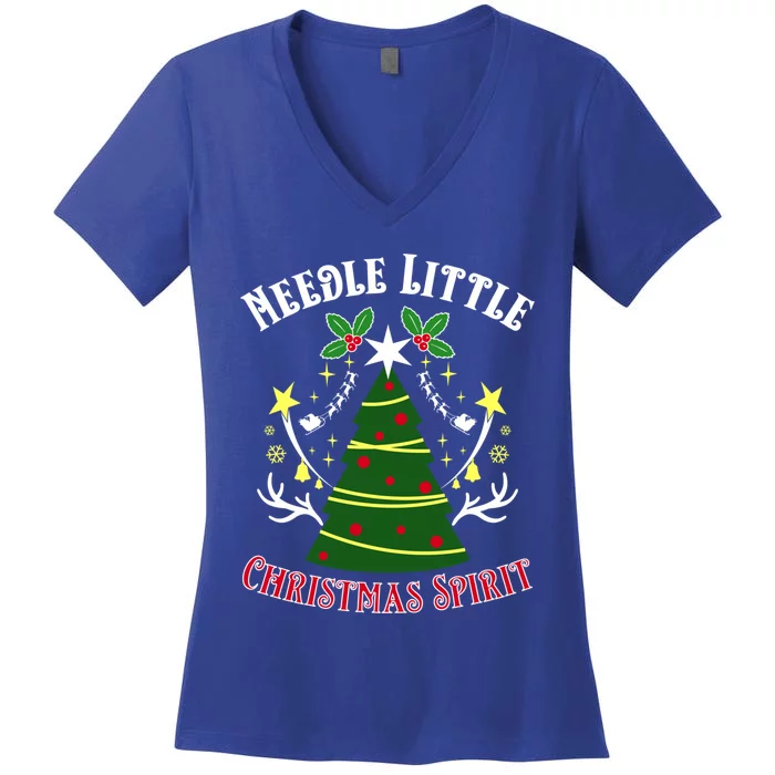 Needle Little Christmas Spirit Christmas Holidays Cool Gift Women's V-Neck T-Shirt