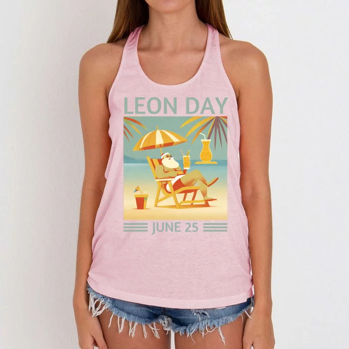 National Leon Day June 25 Noel Christmas Great Gift Women's Knotted Racerback Tank