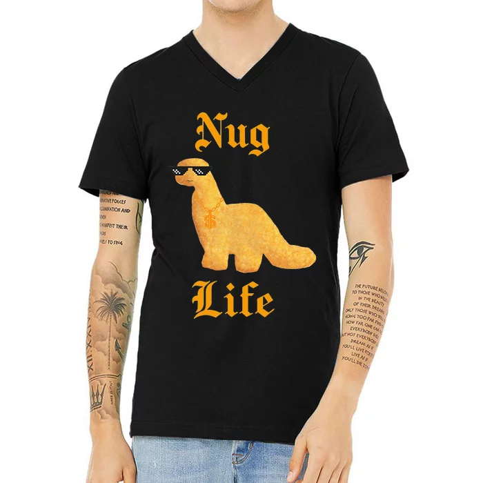 Nug Life Dino Nuggs Dino Chicken Nuggets Dinosaur Nugget V-Neck T-Shirt