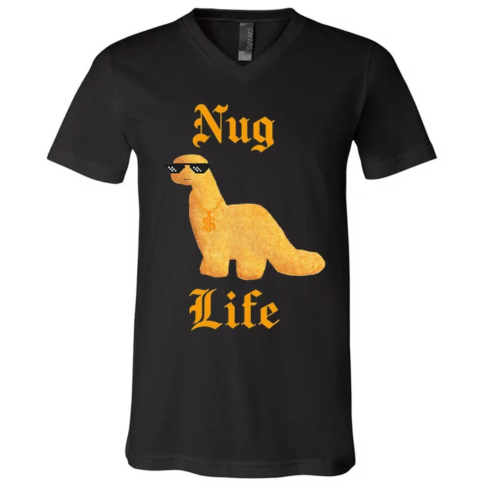 Nug Life Dino Nuggs Dino Chicken Nuggets Dinosaur Nugget V-Neck T-Shirt