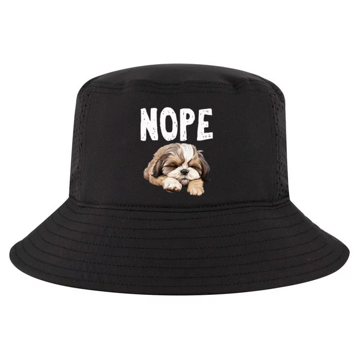 Nope Lazy Dog Funny Shih Tzu Cool Comfort Performance Bucket Hat