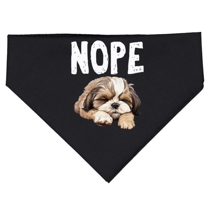 Nope Lazy Dog Funny Shih Tzu USA-Made Doggie Bandana