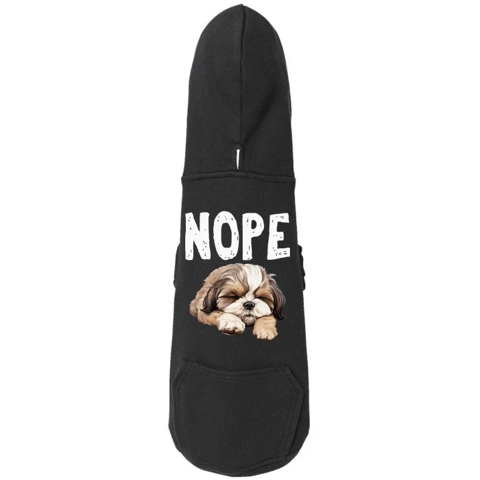 Nope Lazy Dog Funny Shih Tzu Doggie 3-End Fleece Hoodie