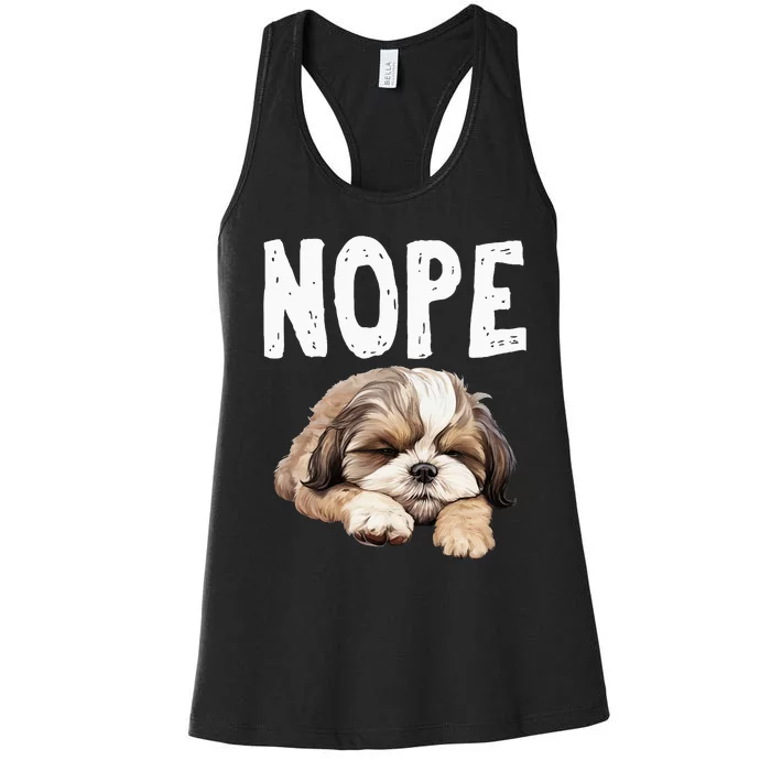 Nope Lazy Dog Funny Shih Tzu Women's Racerback Tank